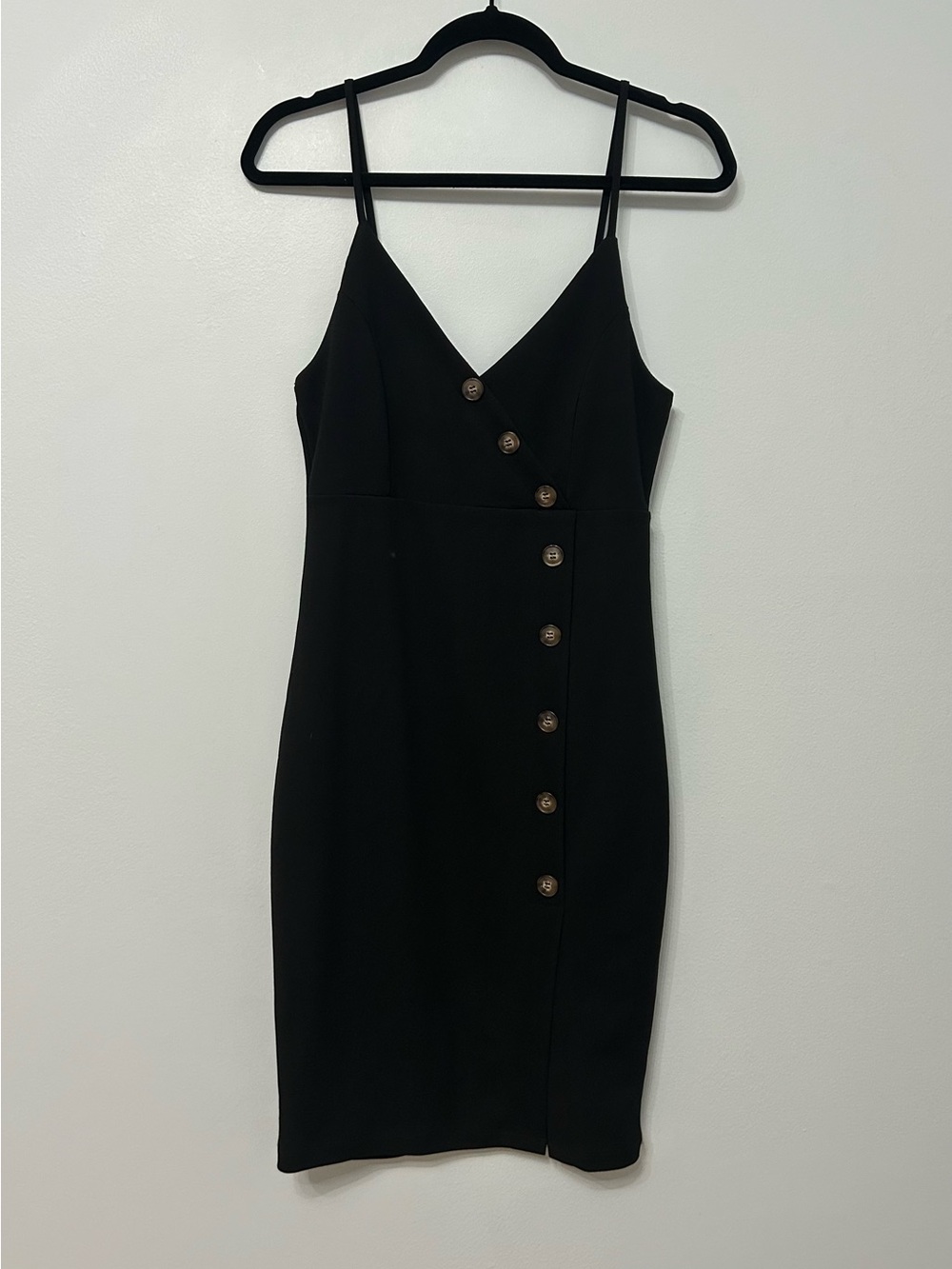 Akira Black Button Bodycon Dress